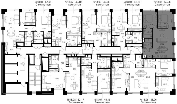 2-комнатная квартира, 60,1 м² — фото 2