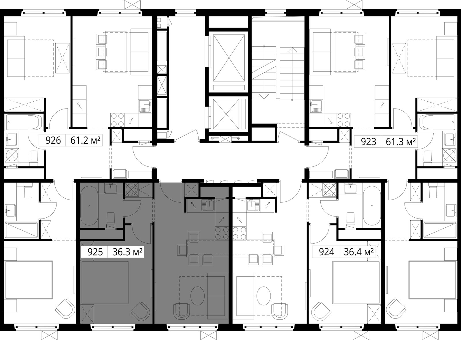 1-комнатная квартира, 36,3 м² — фото 2