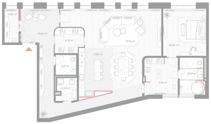 3-комнатная квартира, 157,9 м²