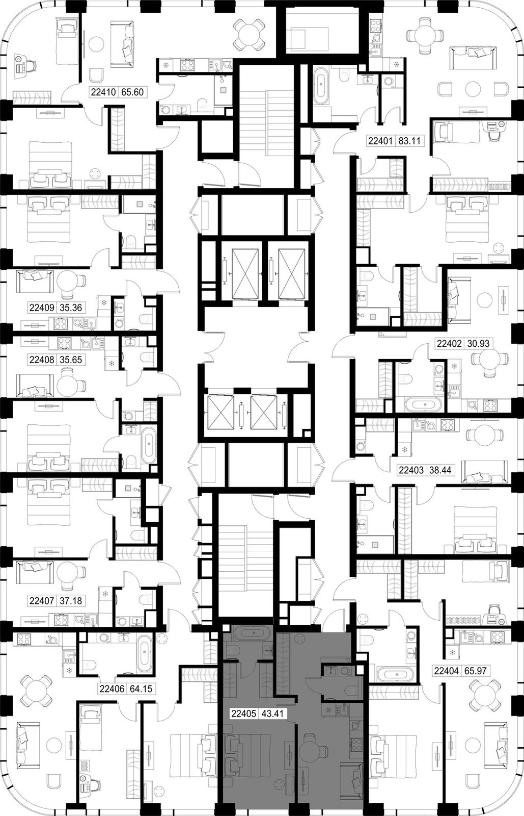1-комнатная квартира, 43,4 м² — фото 2