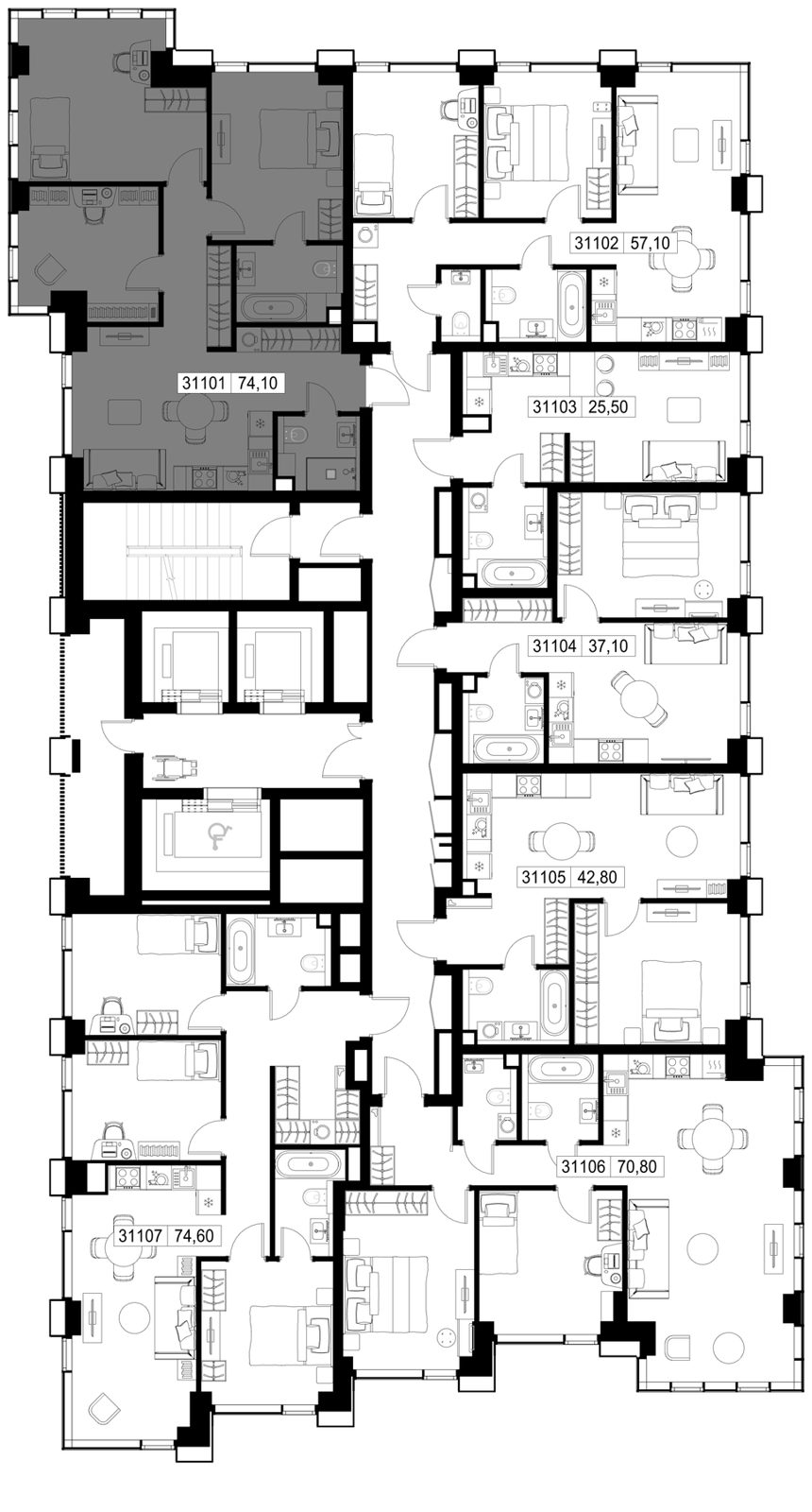 3-комнатная квартира, 74,1 м² — фото 2