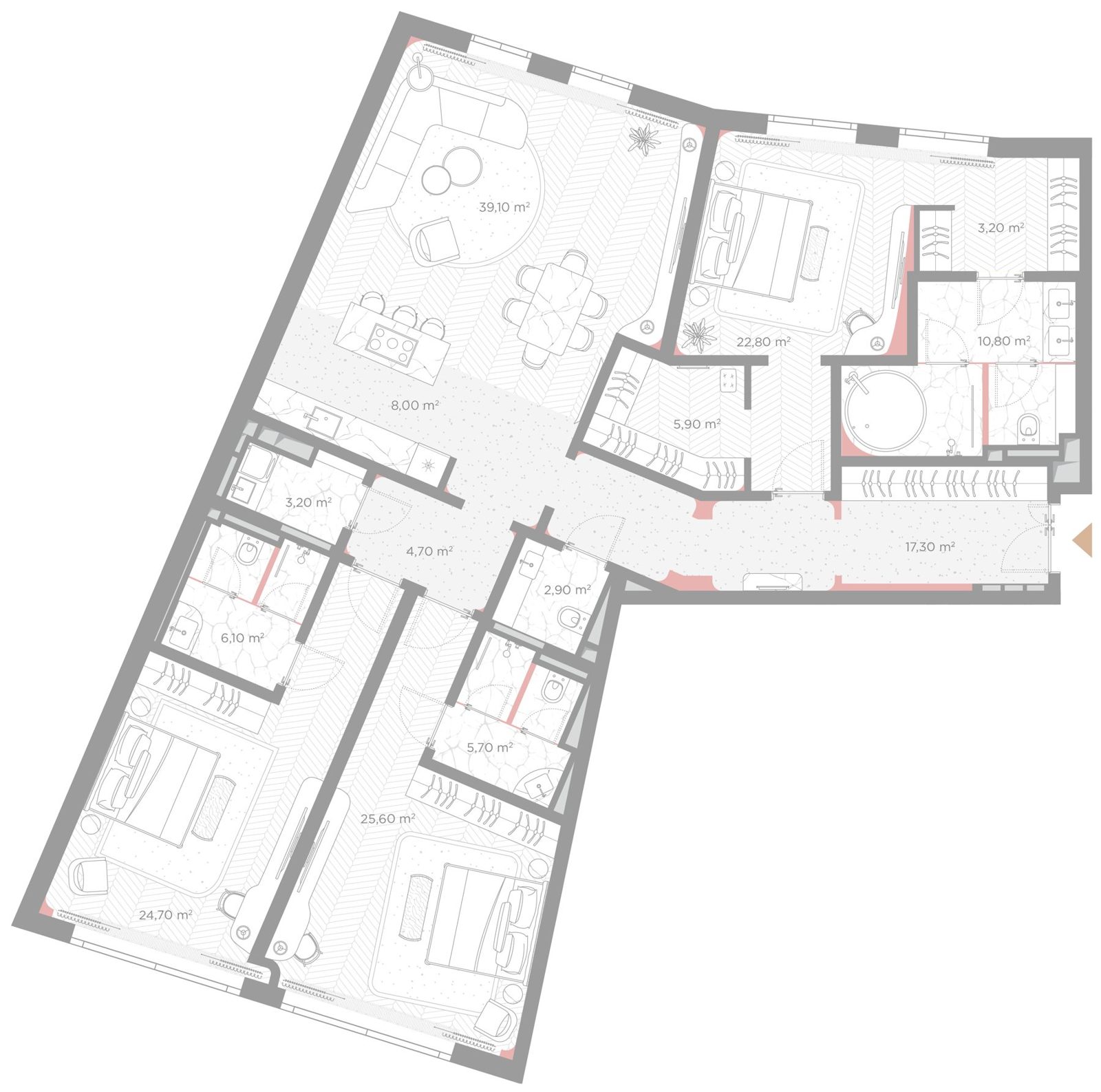 4-комнатная квартира, 180 м²