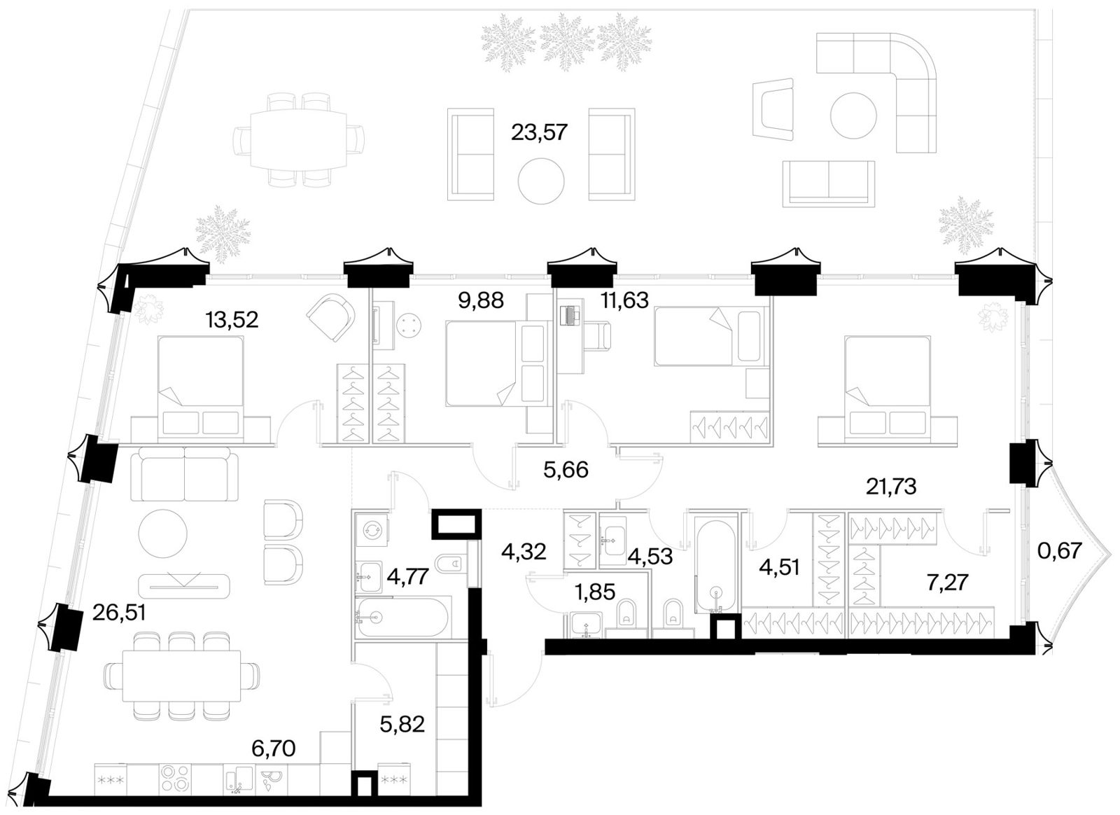 4-комнатная квартира, 152,9 м²