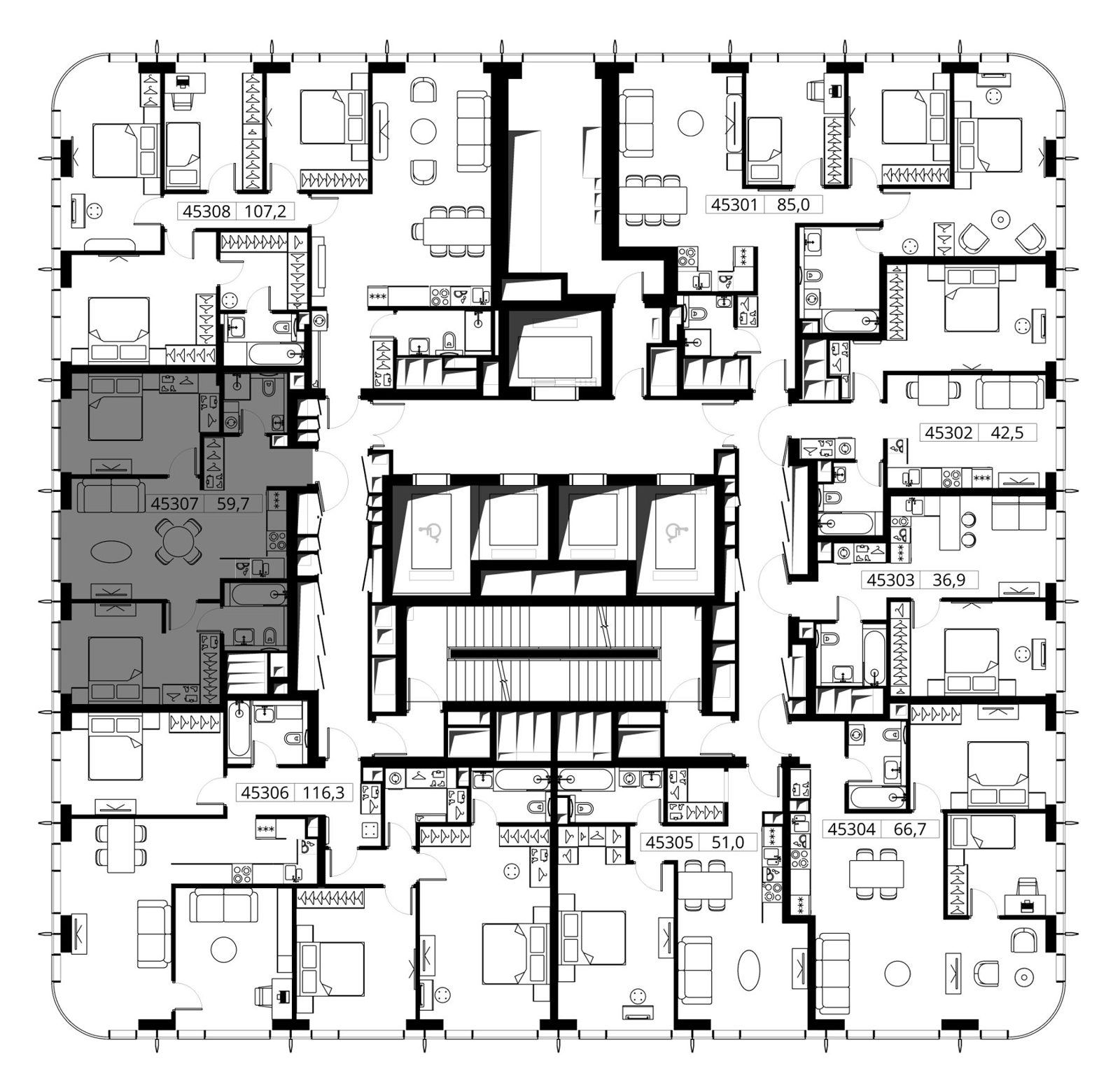2-комнатная квартира, 59,7 м² — фото 2