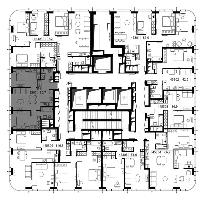 2-комнатная квартира, 59,7 м² — фото 2