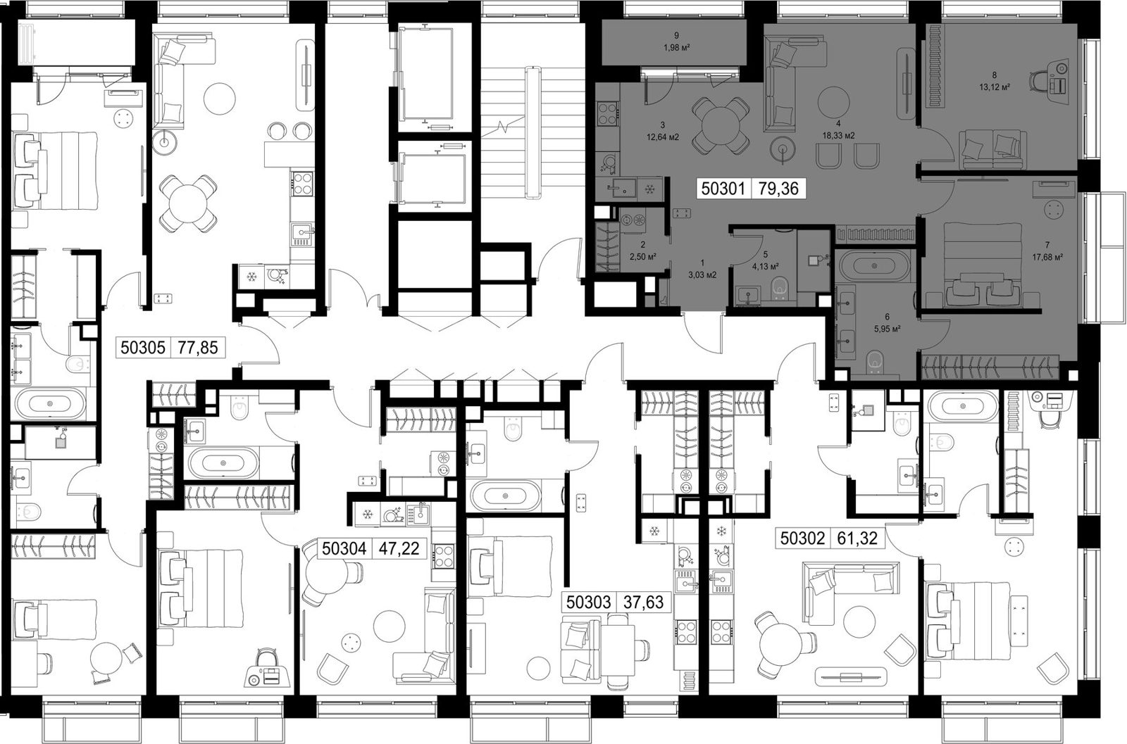 2-комнатная квартира, 79,4 м² — фото 2