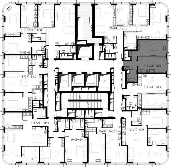 1-комнатная квартира, 42,9 м² — фото 2
