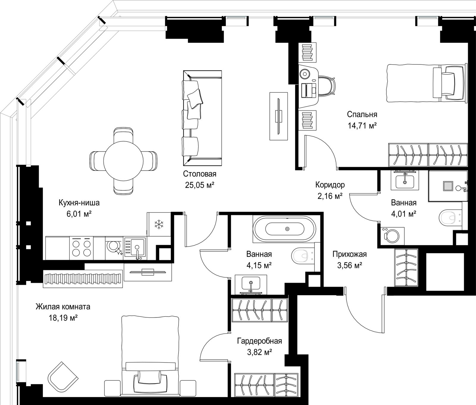 2-комнатная квартира, 81,7 м²