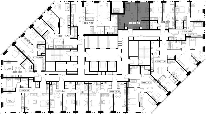 1-комнатная квартира, 40,7 м² — фото 2
