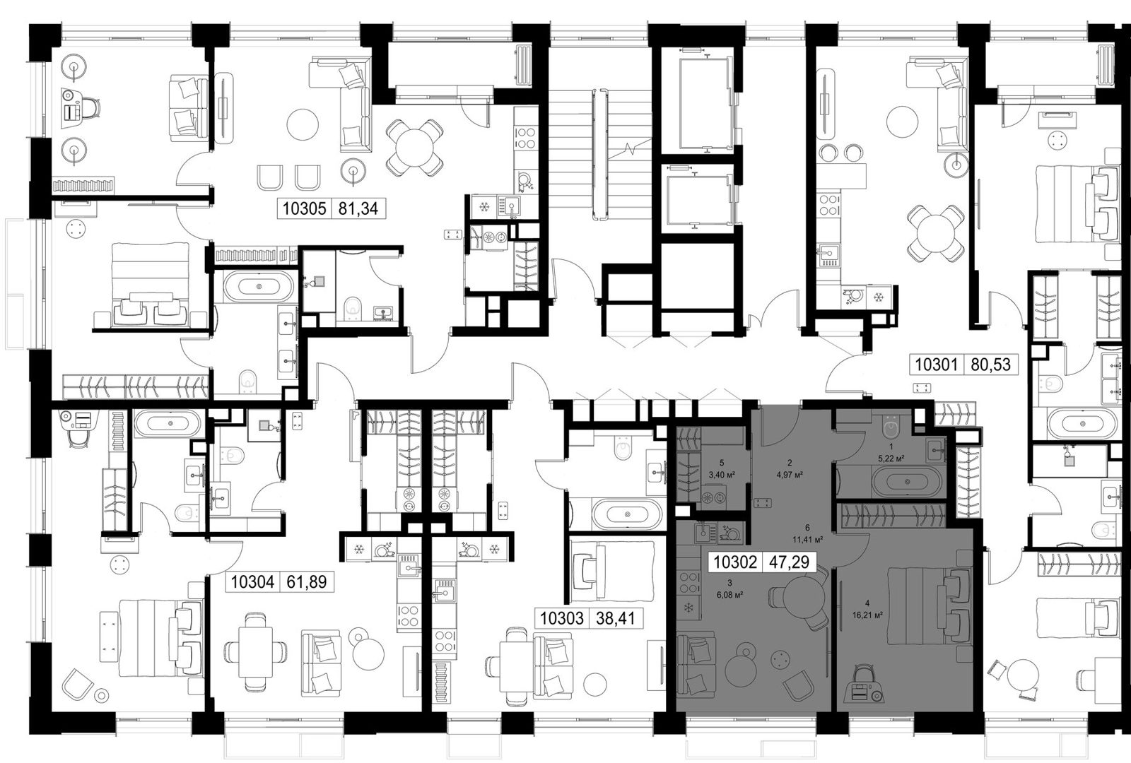 1-комнатная квартира, 47,3 м² — фото 2