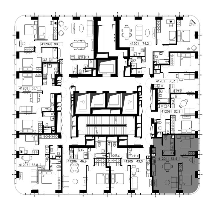 2-комнатная квартира, 56,5 м² — фото 2