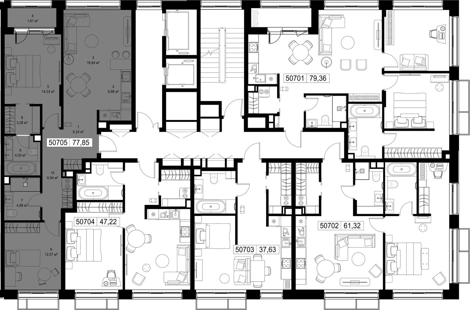 2-комнатная квартира, 77,8 м² — фото 2