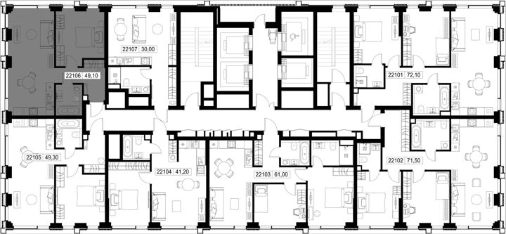 1-комнатная квартира, 49,1 м² — фото 2