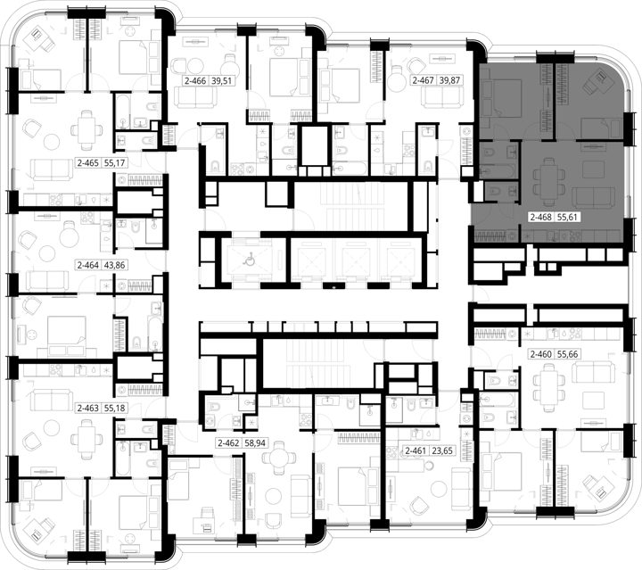 2-комнатная квартира, 55,3 м² — фото 2
