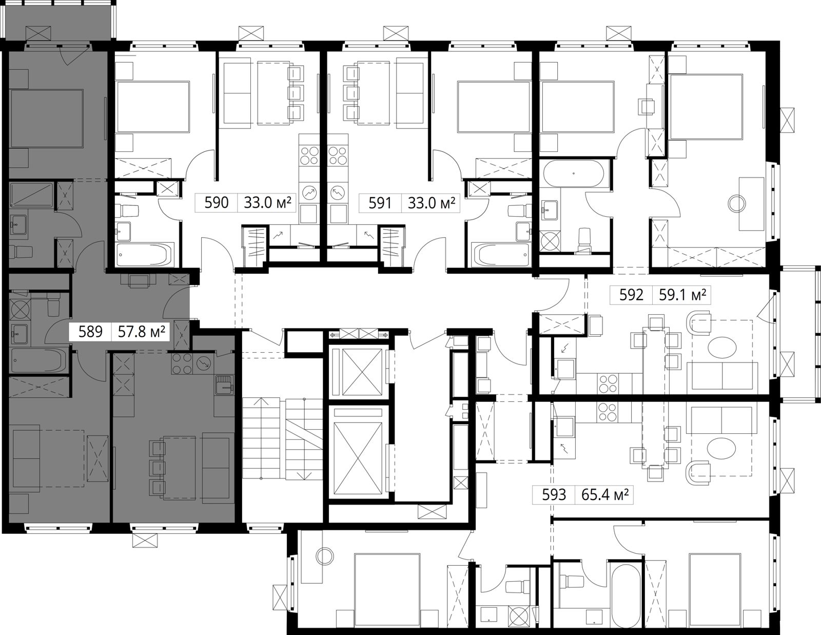2-комнатная квартира, 57,8 м² — фото 2