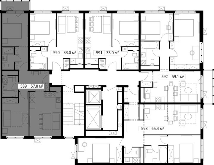 2-комнатная квартира, 57,8 м² — фото 2