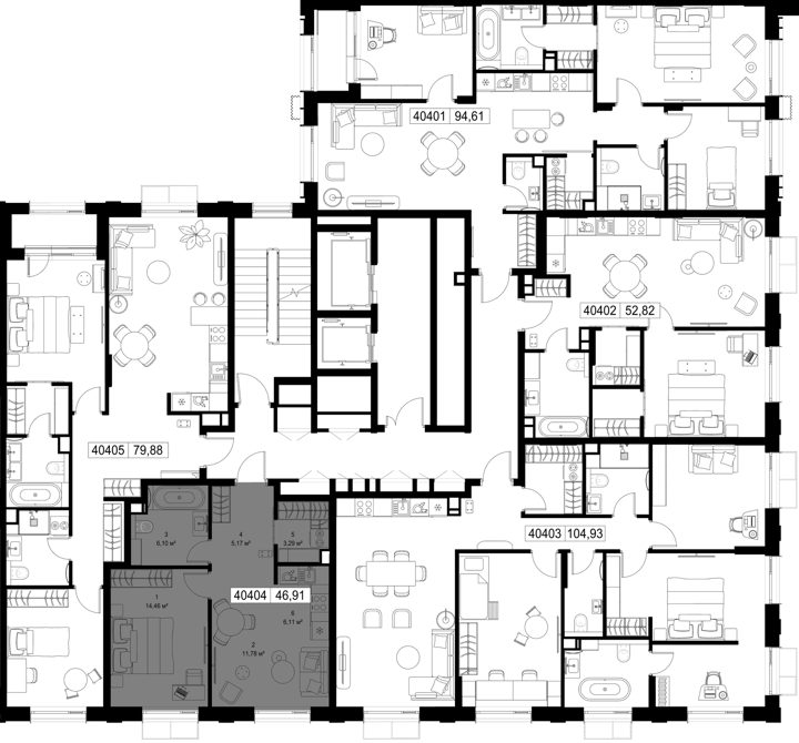 1-комнатная квартира, 46,9 м² — фото 2