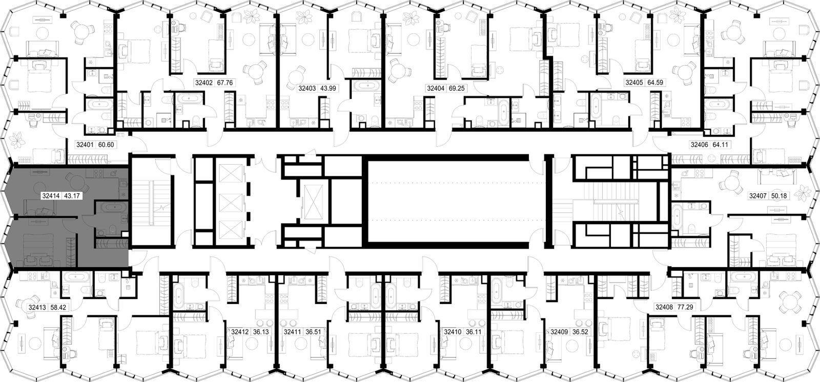1-комнатная квартира, 43,2 м² — фото 2