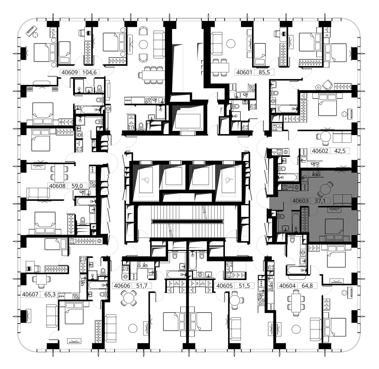 1-комнатная квартира, 37,1 м² — фото 2