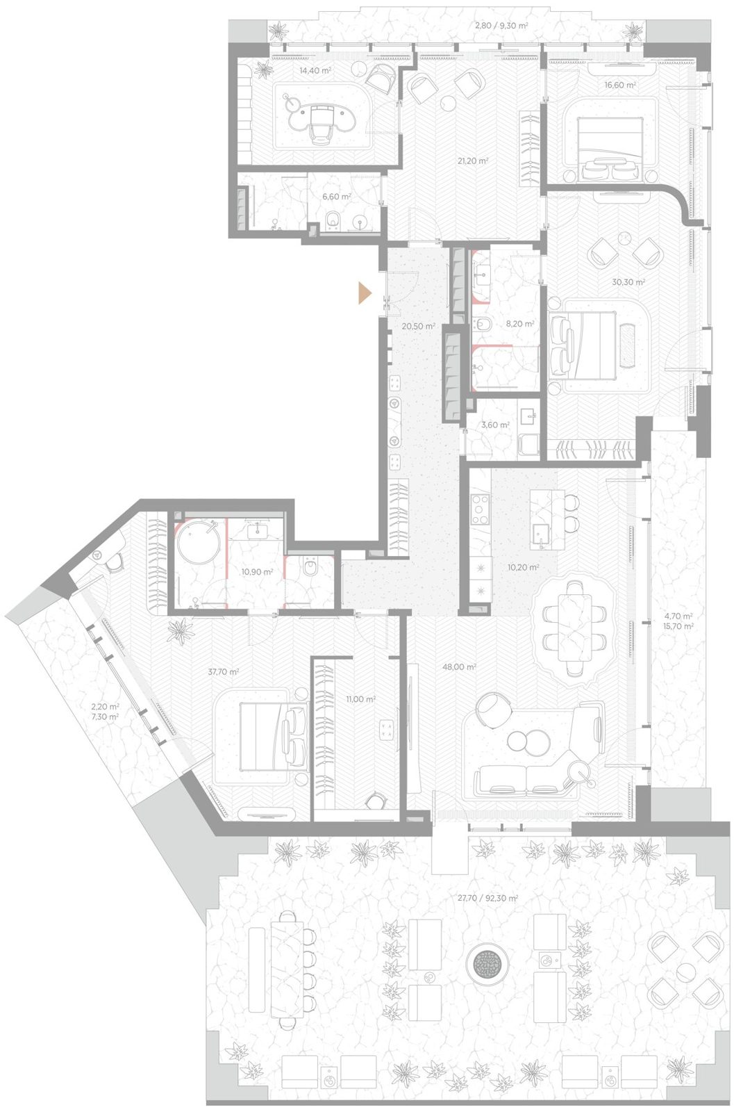 1-комнатная квартира, 276,6 м²