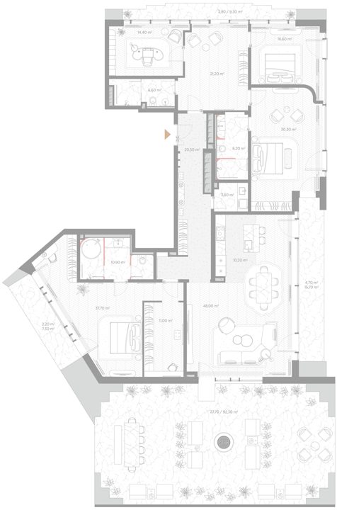 1-комнатная квартира, 276,6 м²
