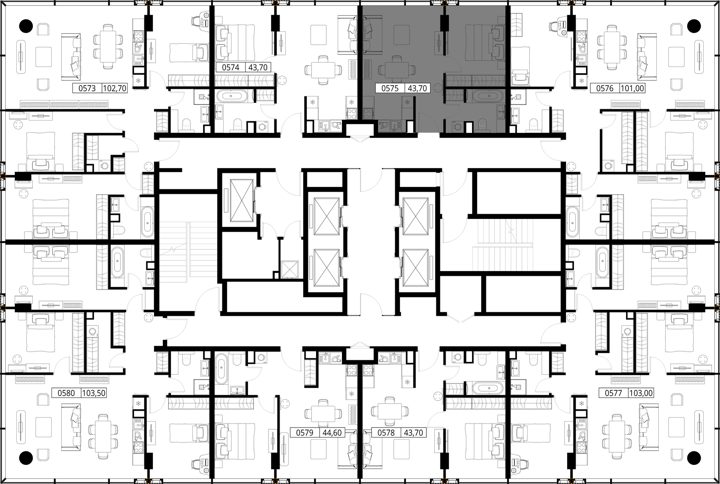 1-комнатная квартира, 43,7 м² — фото 2