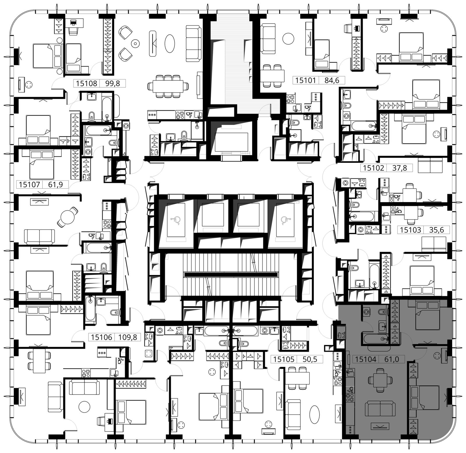 2-комнатная квартира, 61 м² — фото 2