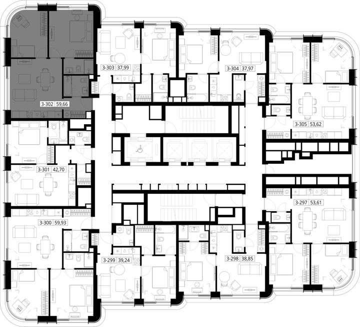 2-комнатная квартира, 59,7 м² — фото 2