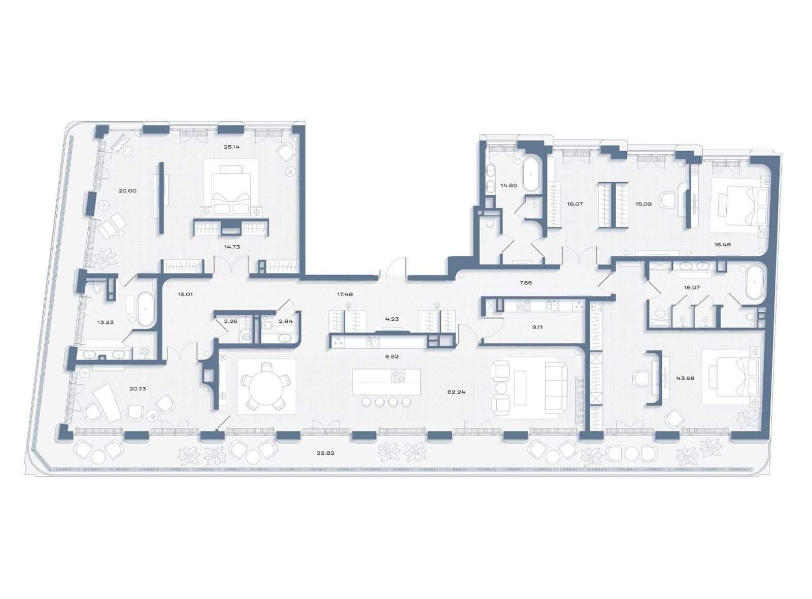 3-комнатная квартира, 367 м²