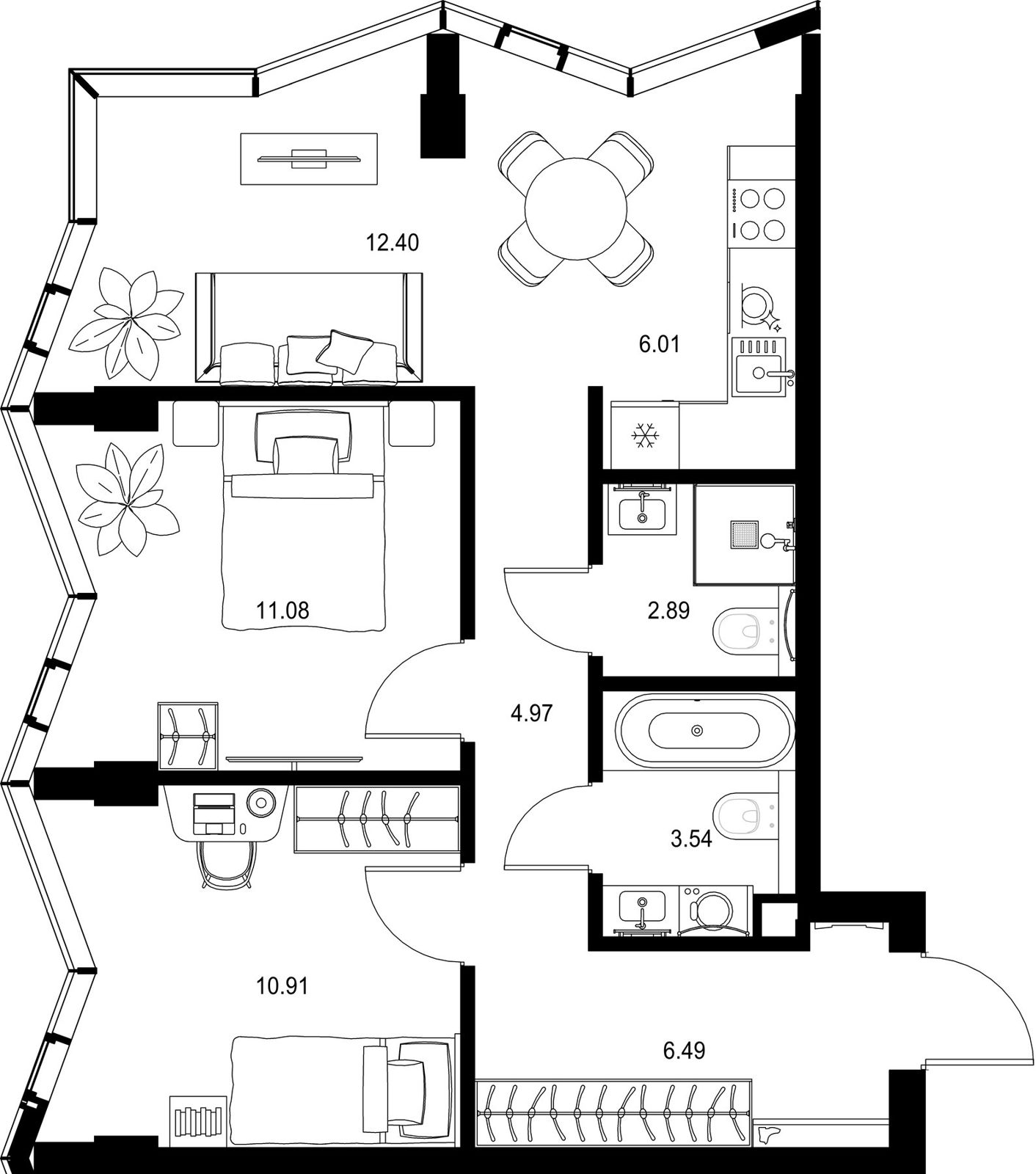 2-комнатная квартира, 58,3 м²