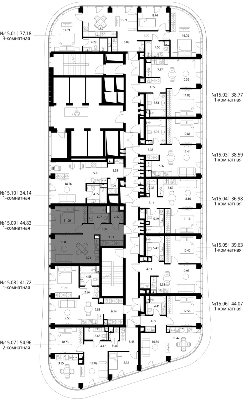 1-комнатная квартира, 44,8 м² — фото 2