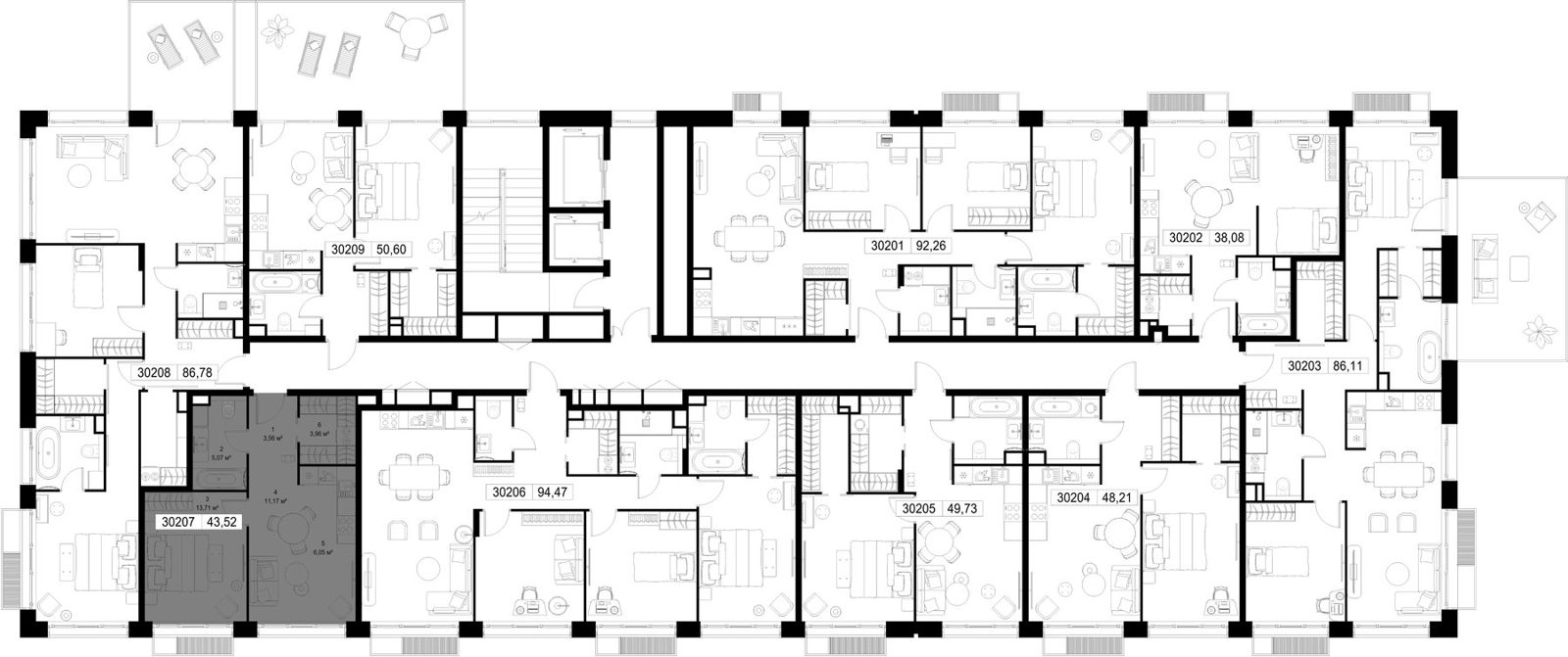 1-комнатная квартира, 43,5 м² — фото 2