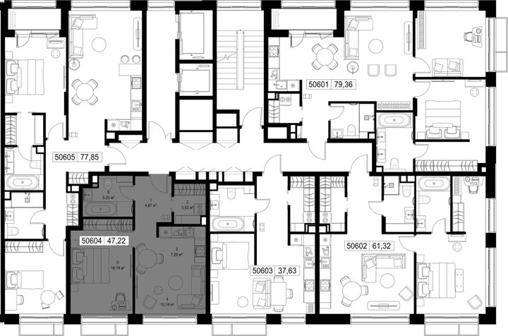 1-комнатная квартира, 47,2 м² — фото 2