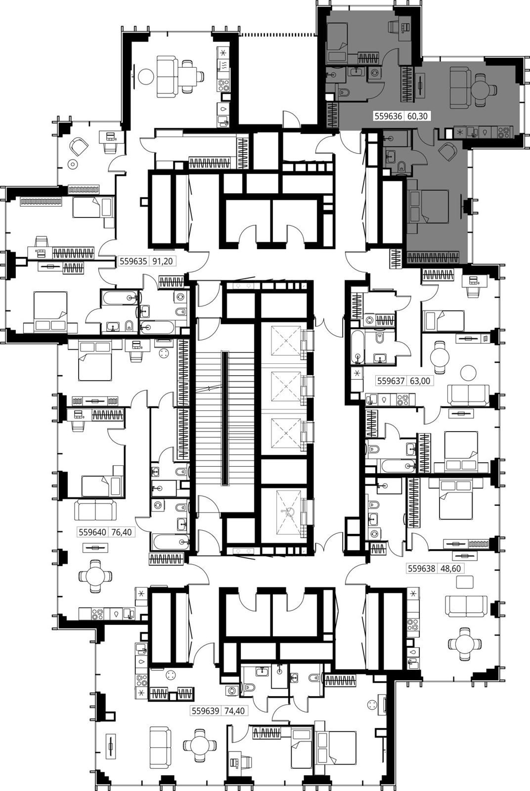 2-комнатная квартира, 60,3 м² — фото 2