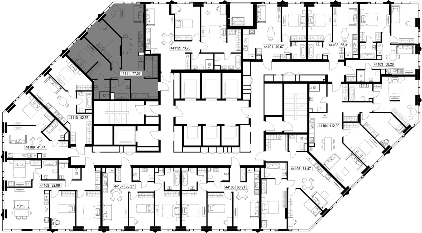 2-комнатная квартира, 77,1 м² — фото 2