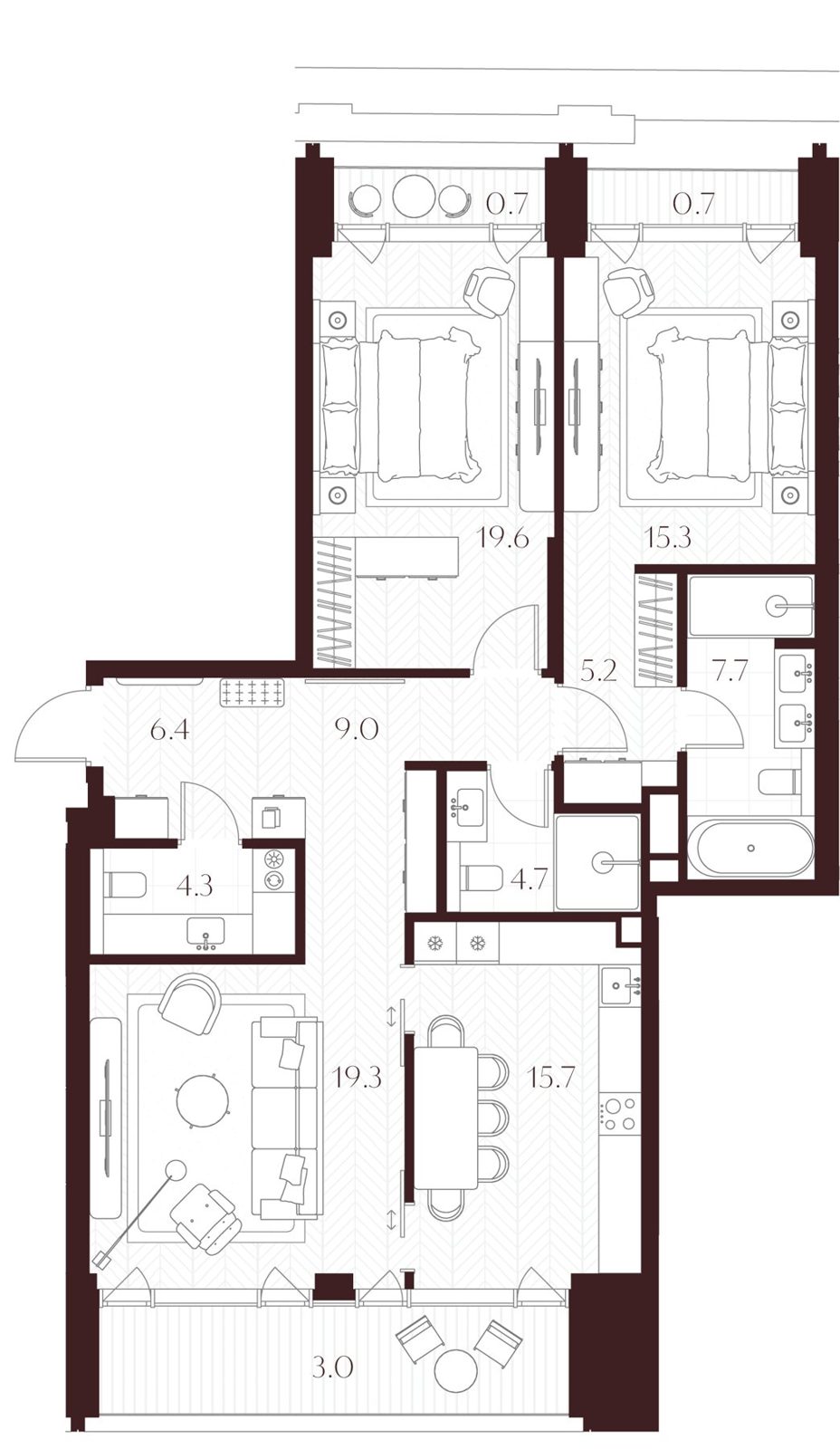 2-комнатная квартира, 111,5 м²