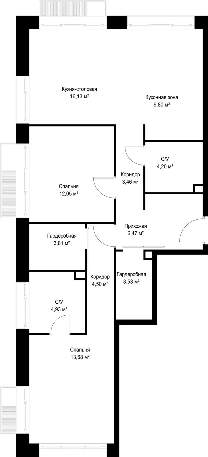2-комнатная квартира, 82,6 м² — фото 2