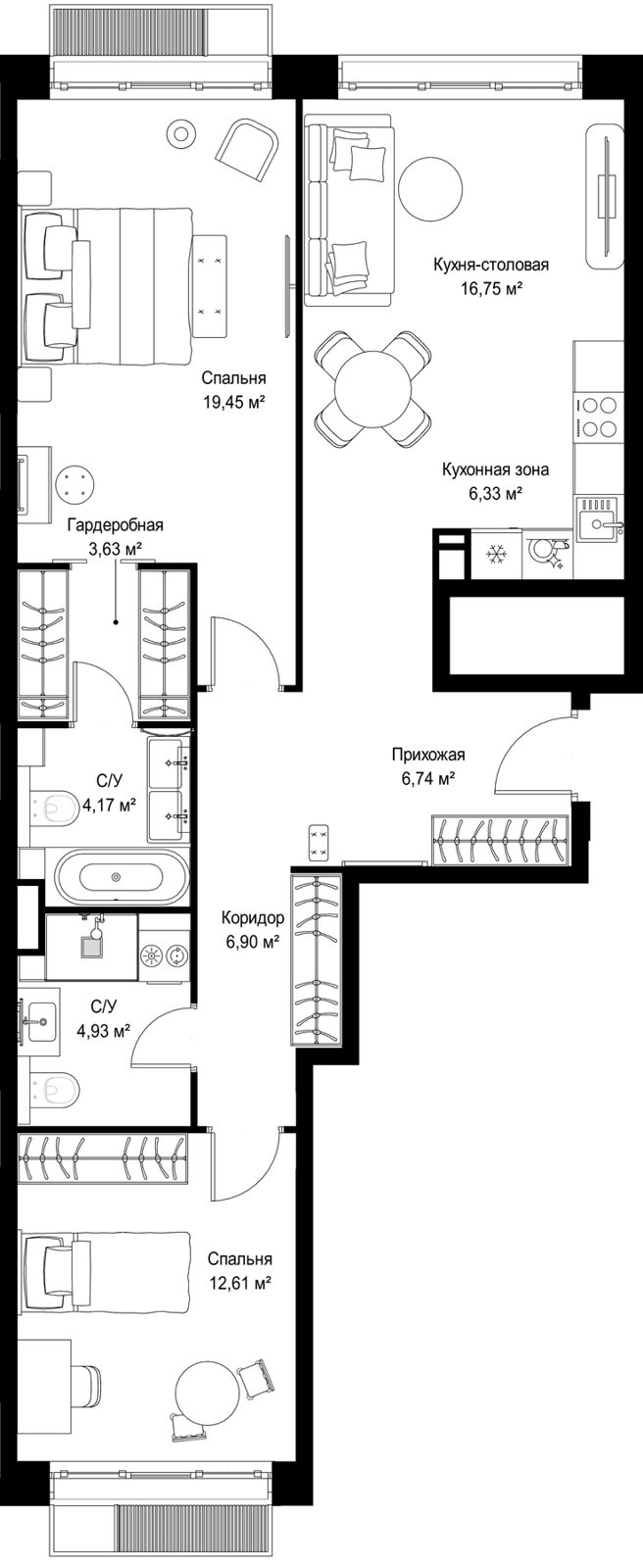2-комнатная квартира, 81,5 м²