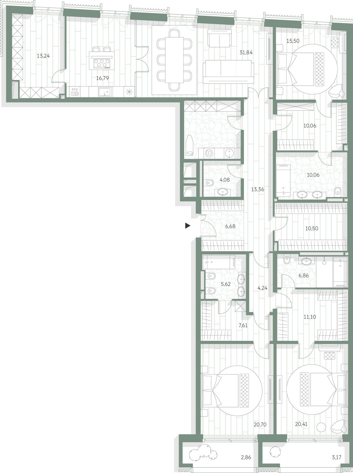 3-комнатная квартира, 224,7 м²