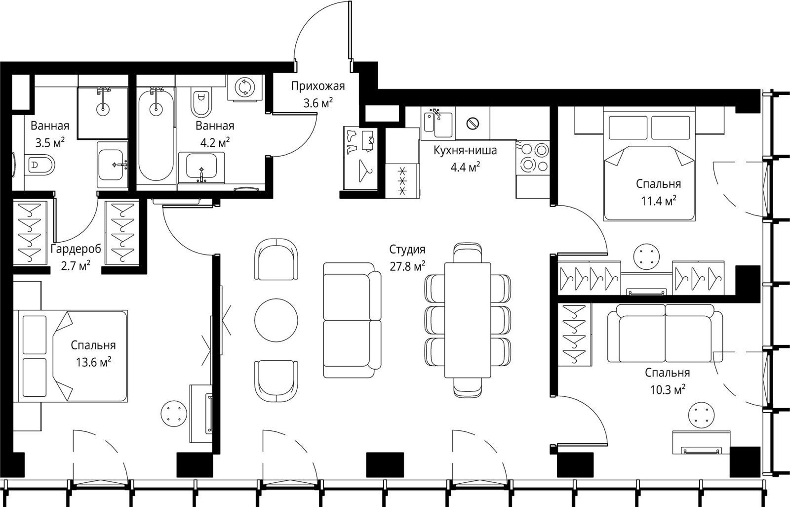 3-комнатная квартира, 81,5 м²