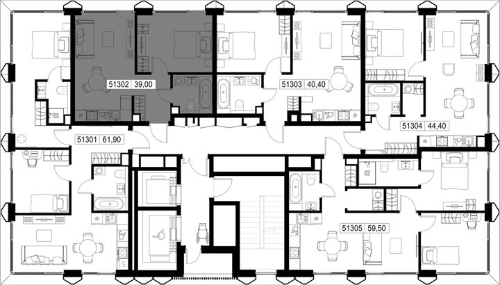 1-комнатная квартира, 39 м² — фото 2