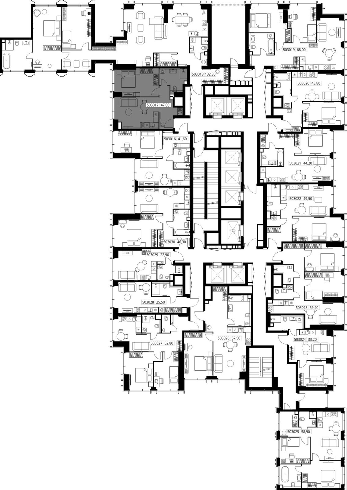 1-комнатная квартира, 47 м² — фото 2