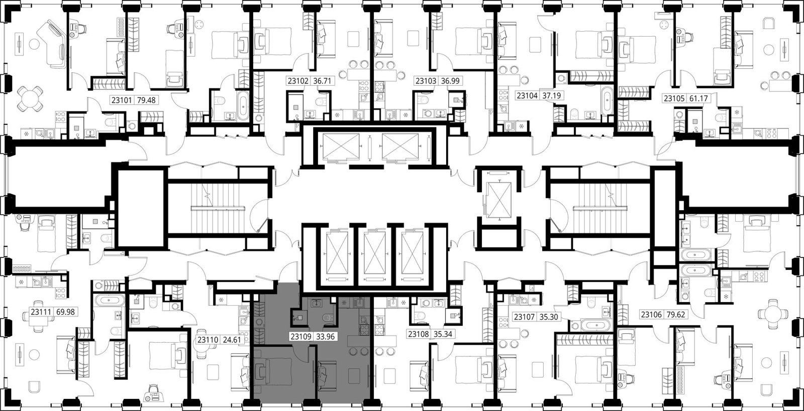 1-комнатная квартира, 34 м² — фото 2