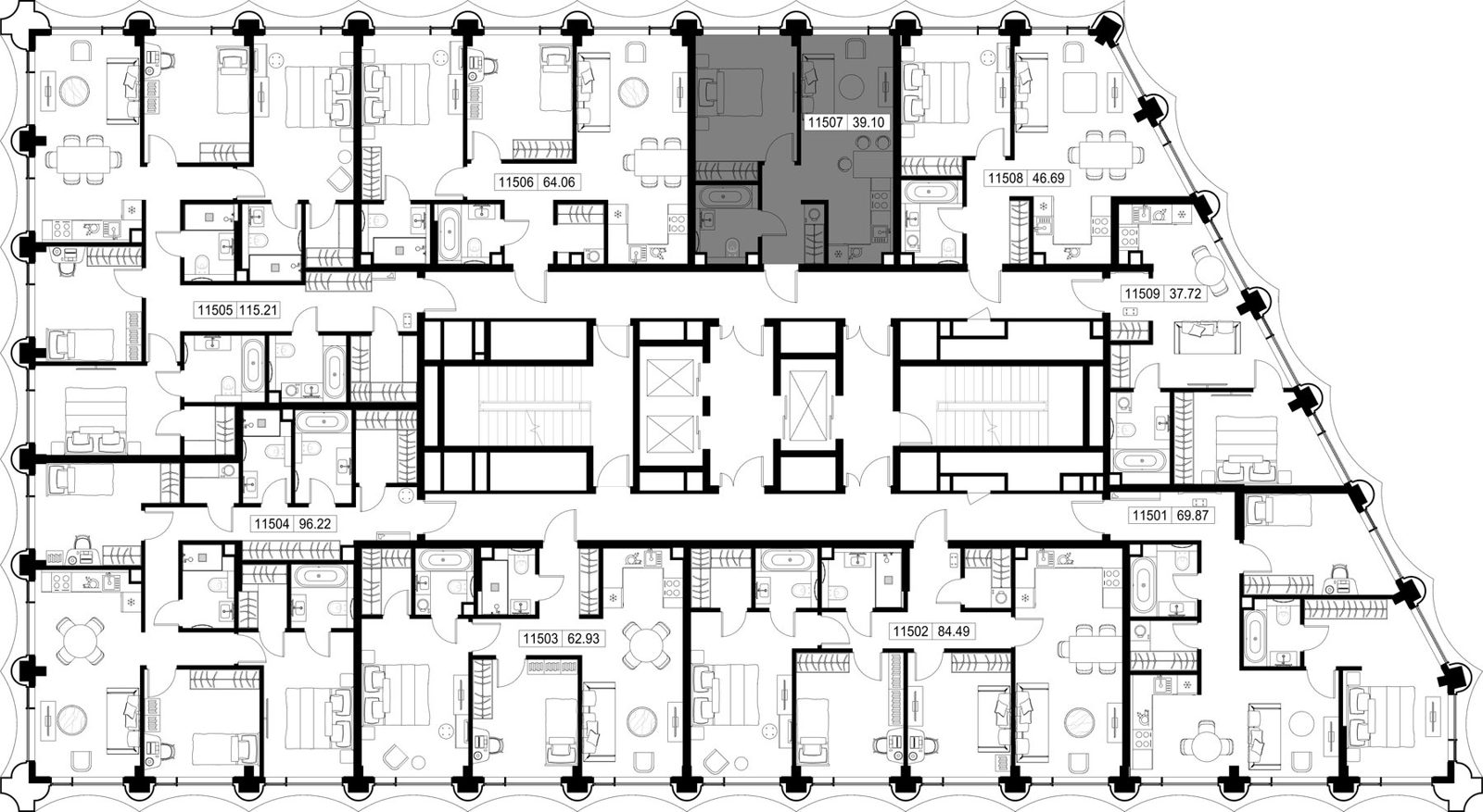1-комнатная квартира, 39,1 м² — фото 2