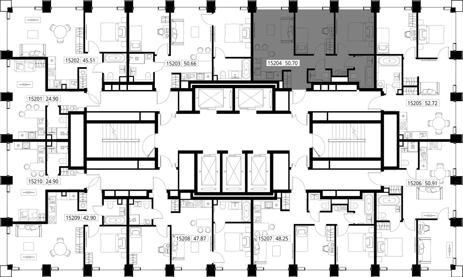 2-комнатная квартира, 50,7 м² — фото 2