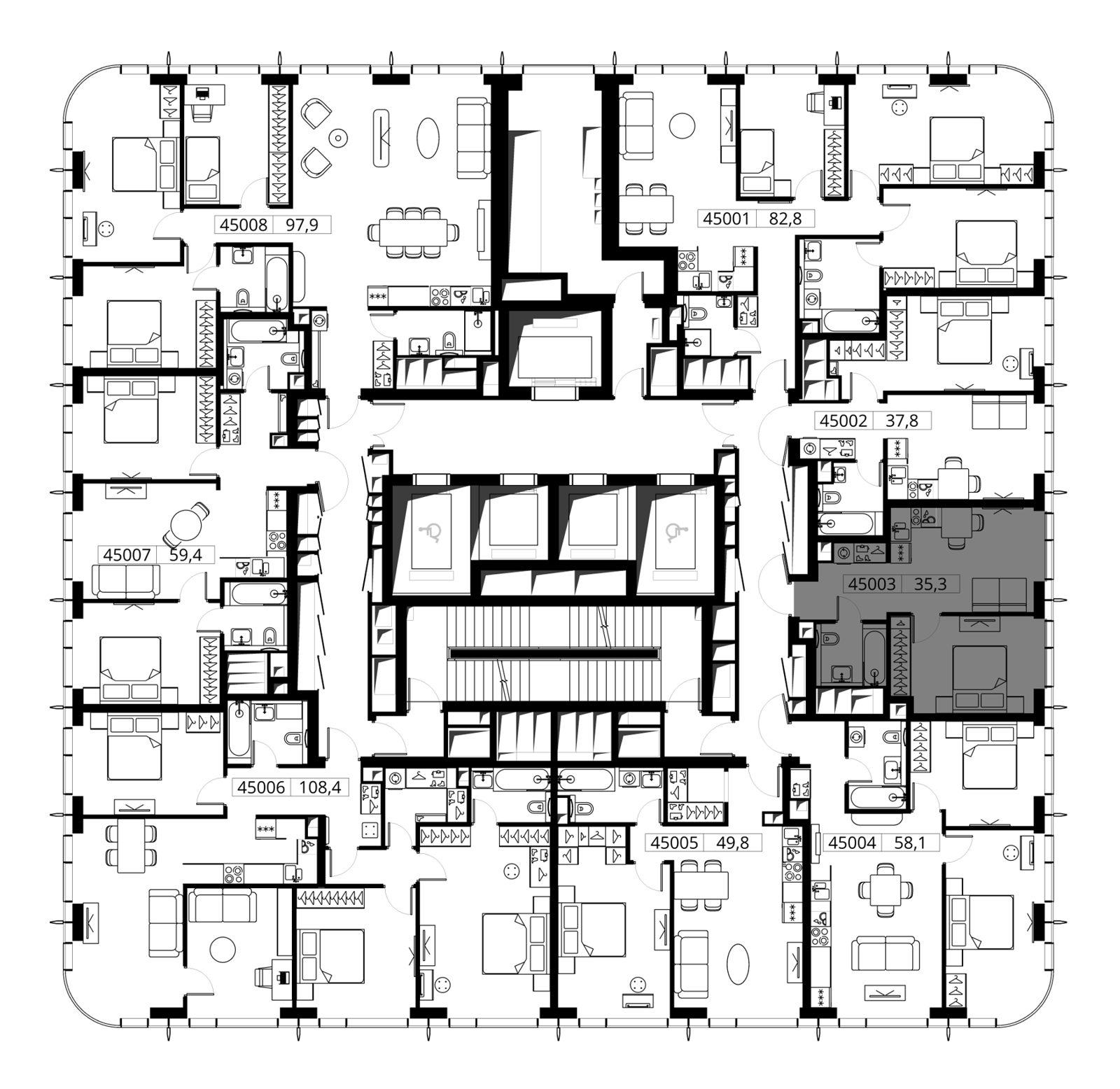 1-комнатная квартира, 35,3 м² — фото 2