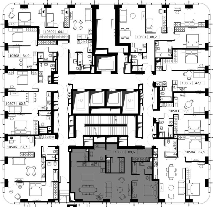 1-комнатная квартира, 89,6 м² — фото 2