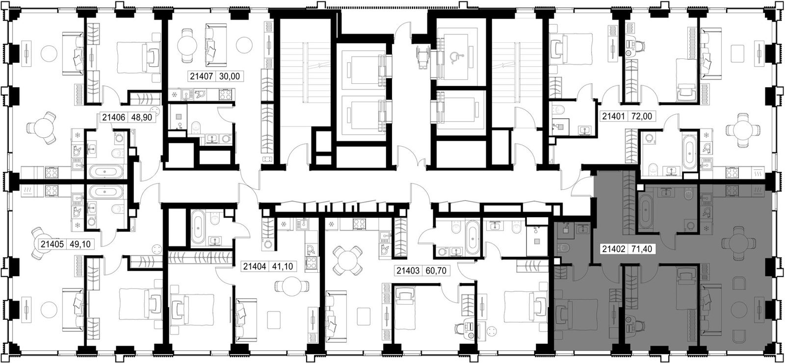2-комнатная квартира, 71,4 м² — фото 2