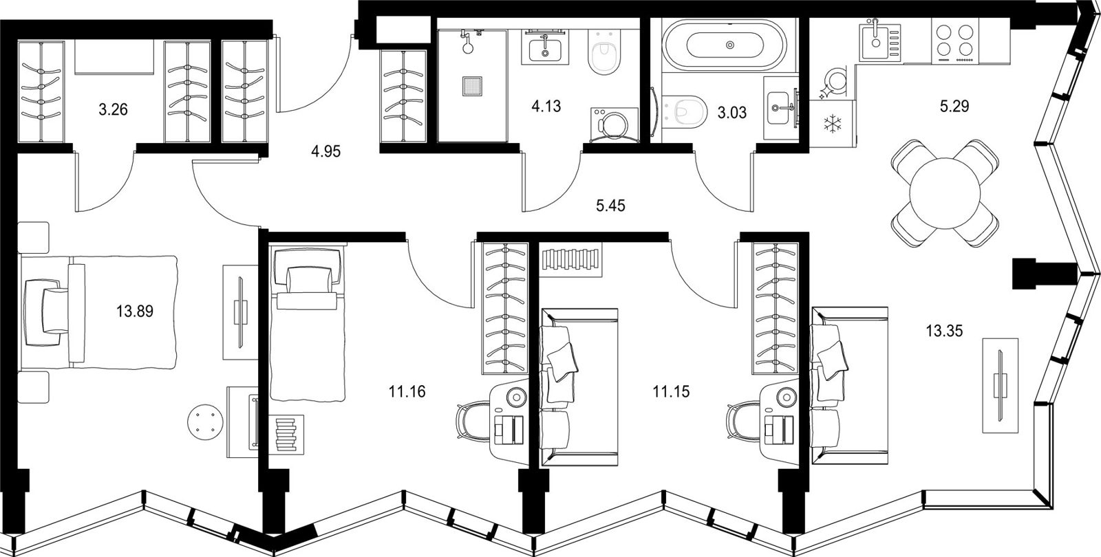3-комнатная квартира, 75,7 м²