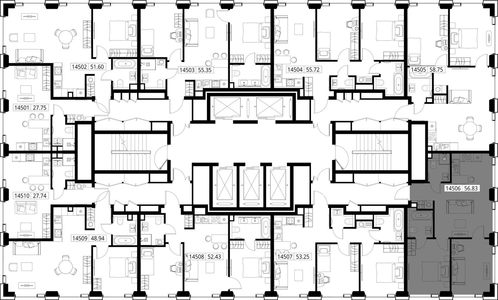 2-комнатная квартира, 56,8 м² — фото 2